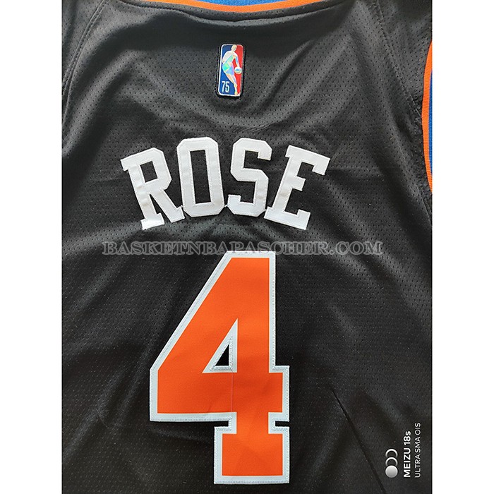 Maillot New York Knicks Derrick Rose NO 4 Ville 2021-22 Noir